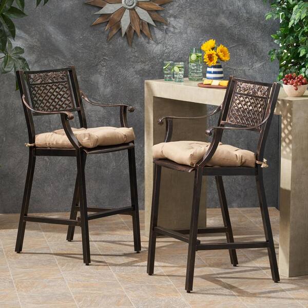 noble house cast aluminum copper outdoor bar stool