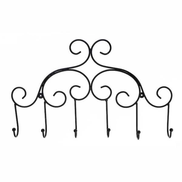 Mascot Hardware Traditional 20 in. L Black Hook Rail with 6 Hooks