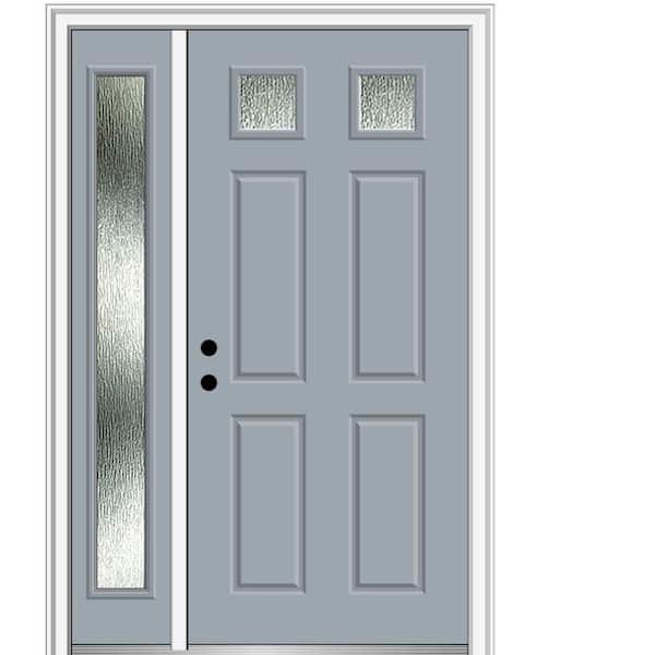 MMI Door Rain Glass 48 in. x 80 in. Right-Hand Inswing Storm Cloud Fiberglass Prehung Front Door on 4-9/16 in. Frame