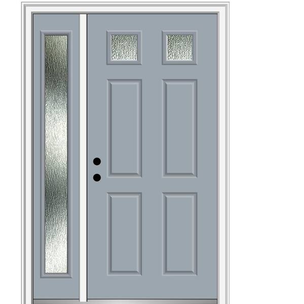 MMI Door 50 in. x 80 in. Right-Hand/Inswing Rain Glass Storm Cloud Fiberglass Prehung Front Door on 4-9/16 in. Frame