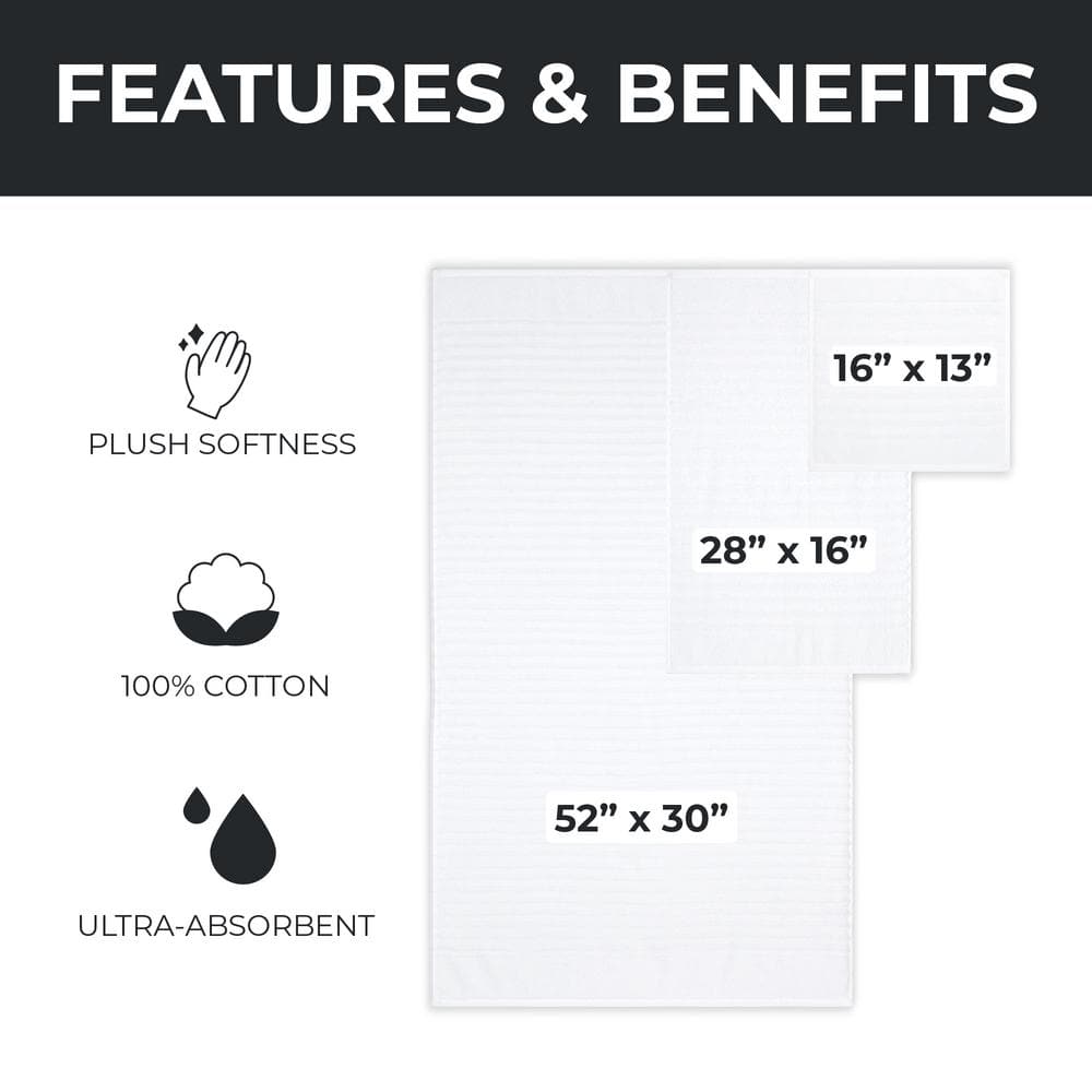 White Turkish Cotton 6-Piece Towel Set