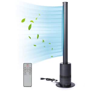 71°Oscillating 40 in. Bladeless Fan with Remote Control, LED Display with Touch Control, 9 plus 1 Wind Speed, Black