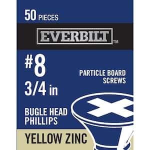 #8 x 3/4 in. Coarse Zinc-Plated Phillips Bugle Head Wood Screws (50 per Pack)