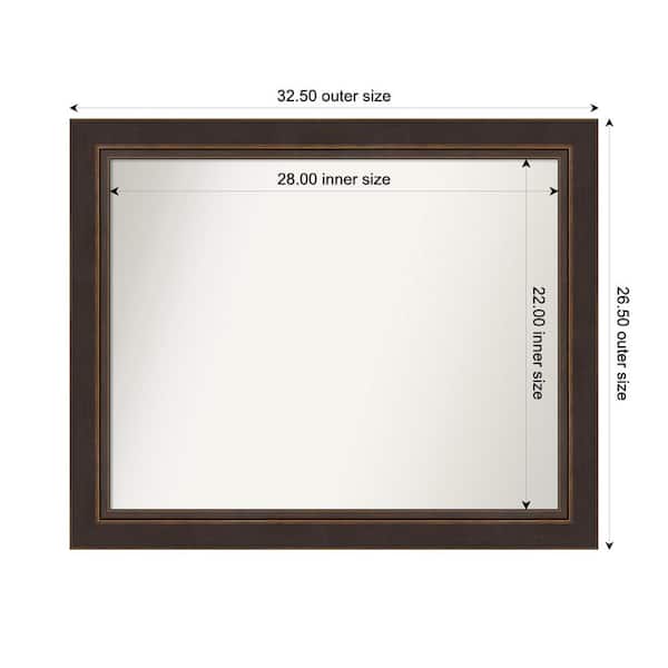 Amanti Art Lara Bronze 32.5 in. W x 26.5 in. H Custom Non-Beveled Wood Framed Bathroom Vanity Wall Mirror