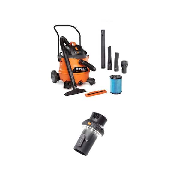 16 Gal. 6.5 Peak HP NXT Shop Vacuum with Cart and 2-1/2 in. LED Lighted Passthrough Cuff Attachment Combo