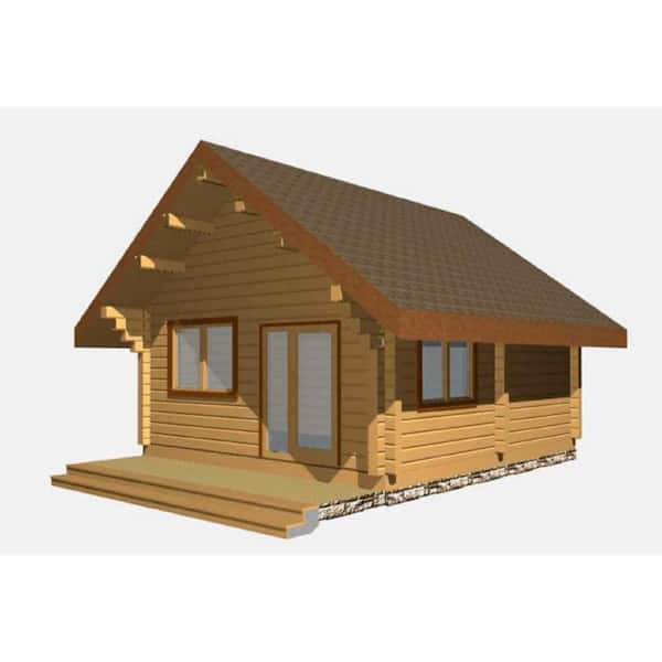 Hud-1 EZ Buildings 16 ft. x 24 ft. x 14 ft. Log Cabin Style Studio Guest Hobby Work Space Pool House D.I.Y. Building Kit, Clear
