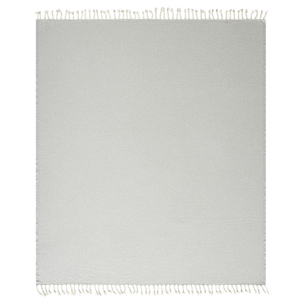 Zadie Grey/White Geometric Farmhouse All Natural Turkish Cotton Throw Blank