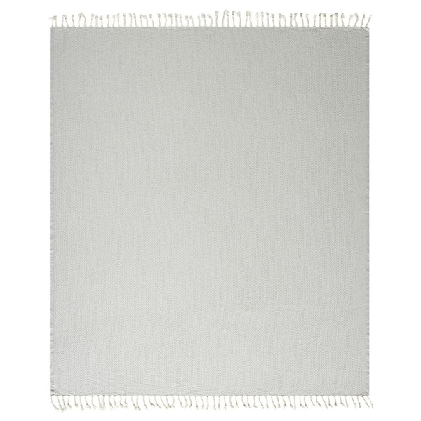 Unbranded Zadie Grey/White Geometric Farmhouse All Natural Turkish Cotton Throw Blanket