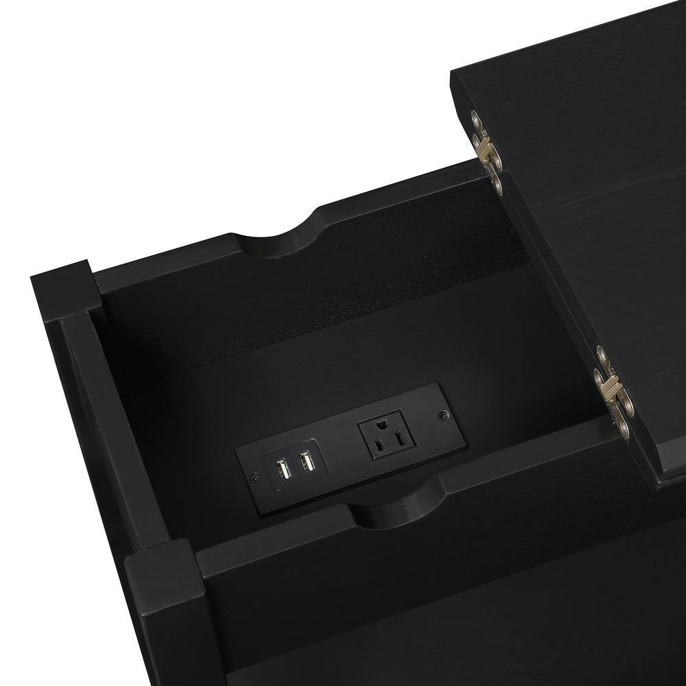 American Heritage Black Flip Top End Table with USB Charging