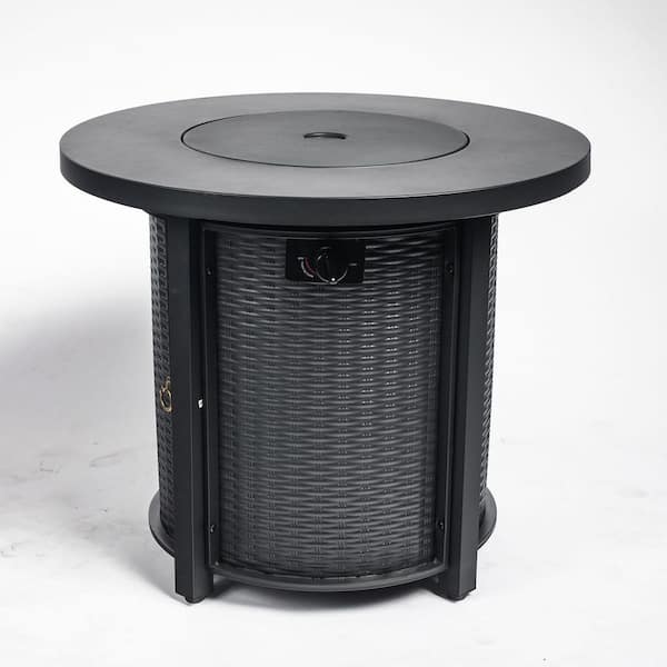 焚きテーブル Black 30 in. Steel Outdoor Propane Round Fire Pit Table 40000BTU