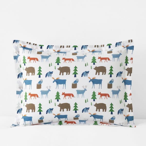 Company Kids White Multi Company Kids Forest Friends Cotton Percale Standard Sham