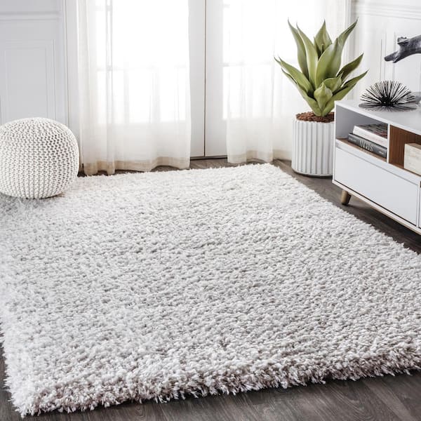 JONATHAN Y Aydin Plush Shag Mingled Gray/Ivory 3 ft. x 5 ft. Area Rug