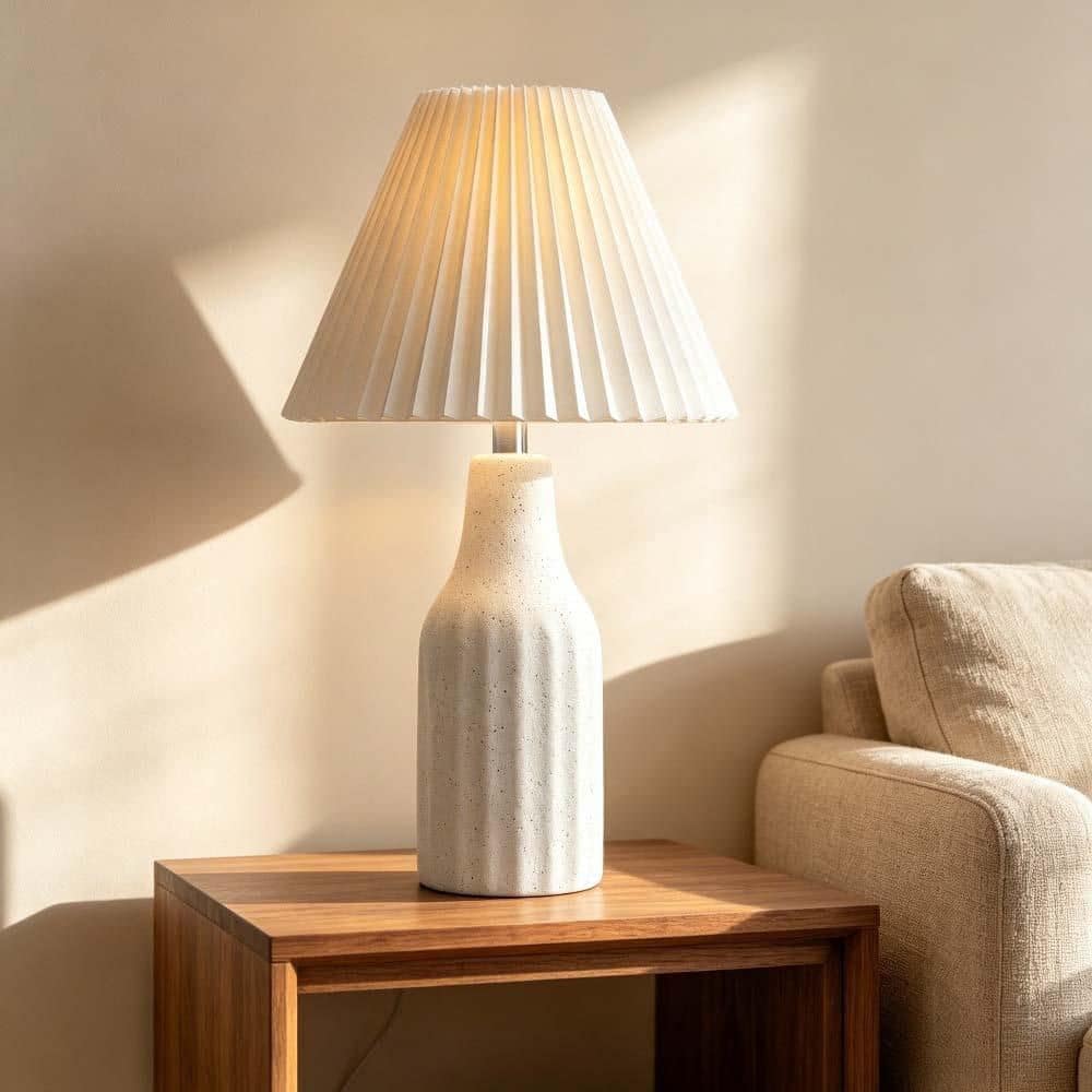 22 in. H White Table Lamp with Folding Lampshade for Bedroom Living Room price history on PriceWatchPro