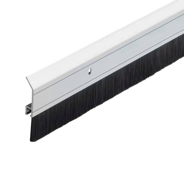 0.25 in. x 36 in. Silver Brush Aluminum Screw-On Door Sweep Door Weatherstripping