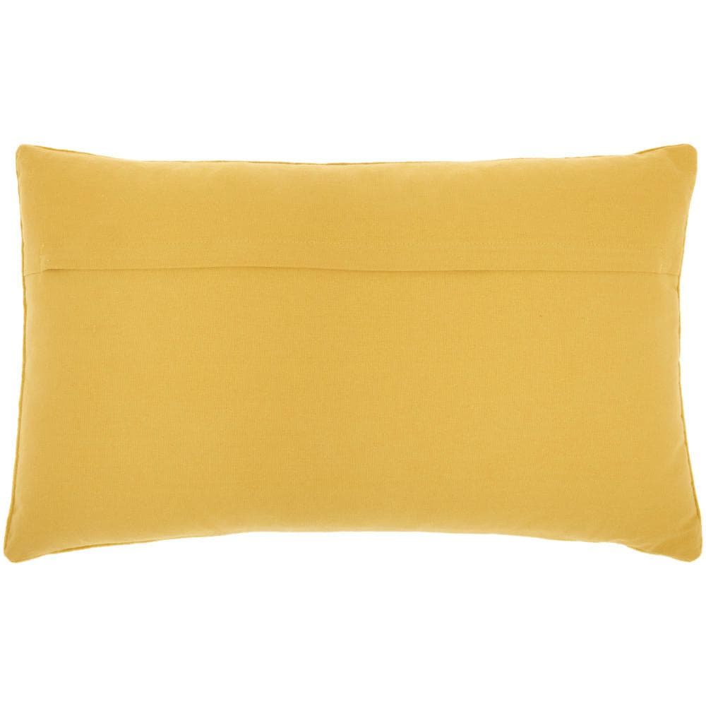 Gold Beaded Floral Cotton Lumbar Pillow 12" x 20"