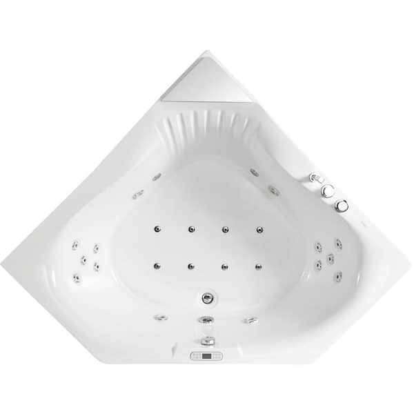 60 in. Acrylic Center Drain Corner Apron Front Whirlpool Bathtub in White