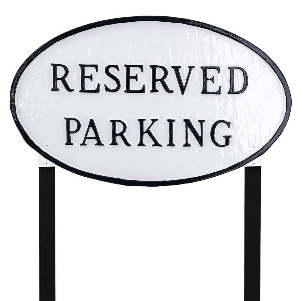 "10"" x 18"" Large Oval Reserved Parking Statement Plaque Sign with Lawn Stakes-White/Black" price history on PriceWatchPro