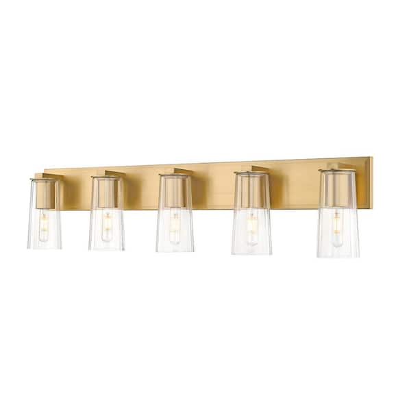 Unbranded Titus 40 in. 5-Light Modern Gold Vanity-Light with Clear Glass Shade