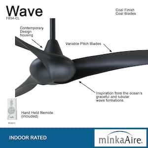Wave 44 in. Indoor Coal Ceiling Fan with Remote Control
