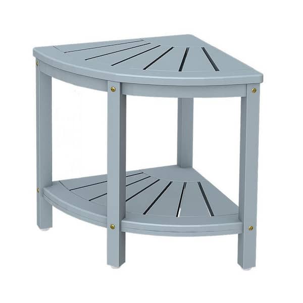 15.8 in. D x 15.8 in. W x 17 in. H Freestanding Walk In Shower Seat Corner Shower Bench in Gray with Shelf