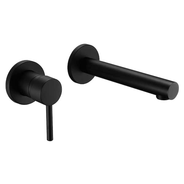 SUMERAIN Left-Handed Single Handle Wall Mounted Bathroom Faucet in Matte Black