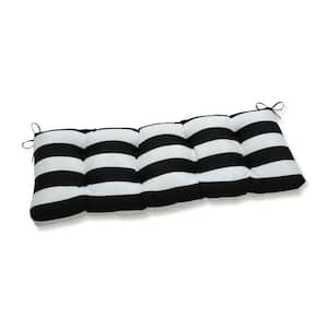 Striped Rectangular Outdoor Bench Cushion in Black