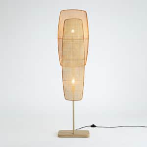Amud, 55 in. Natural Indoor Standard Floor Lamp, with Bamboo Panel Shade, No Bulbs Included