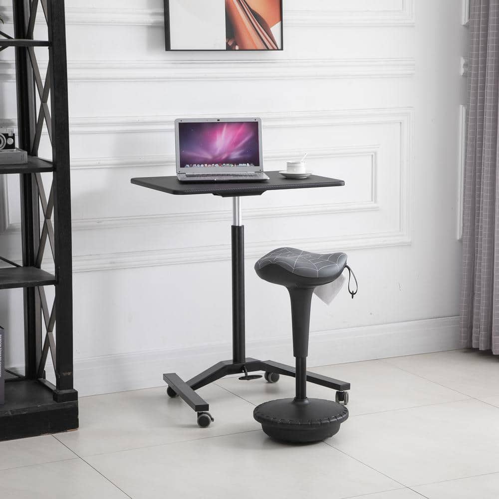 Gray Adjustable Saddle Style Swivel Wobble Stool