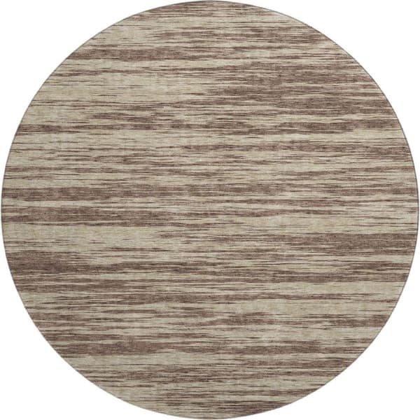 Addison Rugs Mayfield Premium Machine Washable Abstract AMF951 Brown 8 ft. x 8 ft. Round Rug