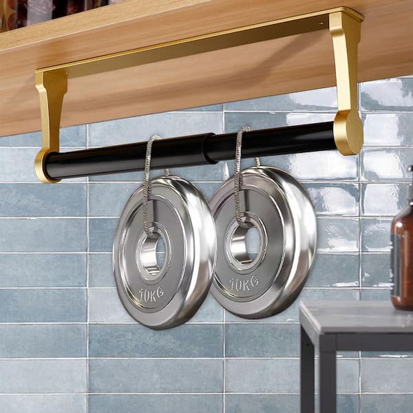 Gold Aluminum Alloy Under Cabinet Paper Towel Holder, Self Adhesive Kitchen Roll Holder for Kitchen, Bathroom