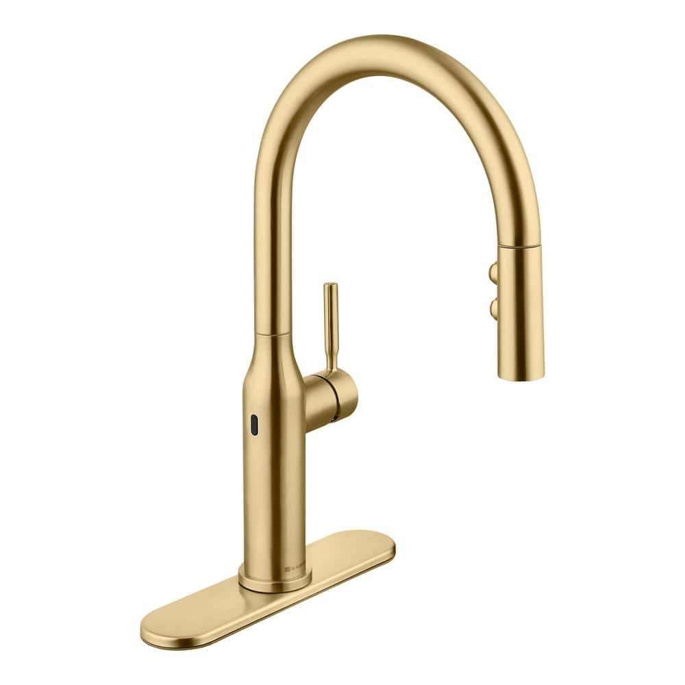 Glacier Bay Upson Touchless Single-Handle Pull-Down Sprayer Kitchen Faucet With Soap Dispenser in Matte Gold