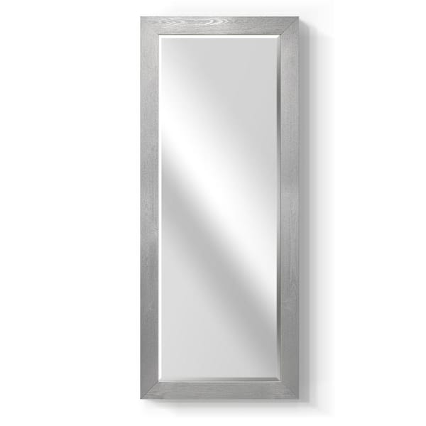 Wexford Home 25 in. W x 61 in. H Framed Rectangle Beveled Edge Wood Full Length Mirror in Silver White