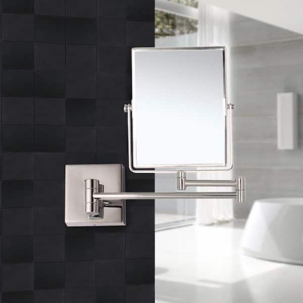 Nameeks Glimmer 6.3 in. x 8.5 in. Wall Mounted LED 3x Rectangle Makeup Mirror in Satin Nickel Finish