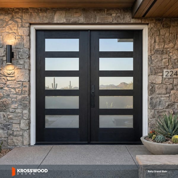 Krosswood Doors Modern 72 in. x 79 in. 5-Lite Right-Active/Inswing
