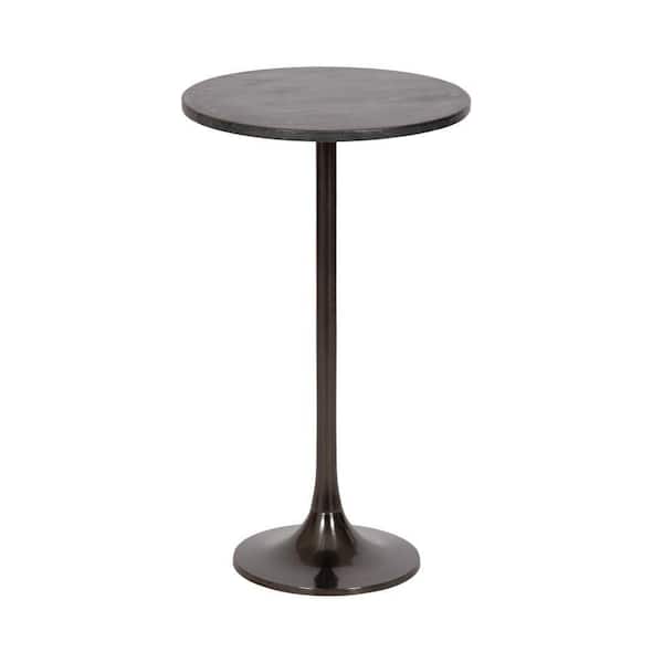 Baronet 14 in. Pewter Round Marble End Table
