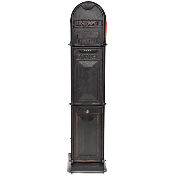Unbranded Classic Shadow 3-Door Front Access Lockable Ground Mount Mailbox in Oil Rubbed Bronze