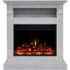 Sienna 34 in. Electric Fireplace Heater in White with Mantel, Enhanced Log Display and Remote Control
