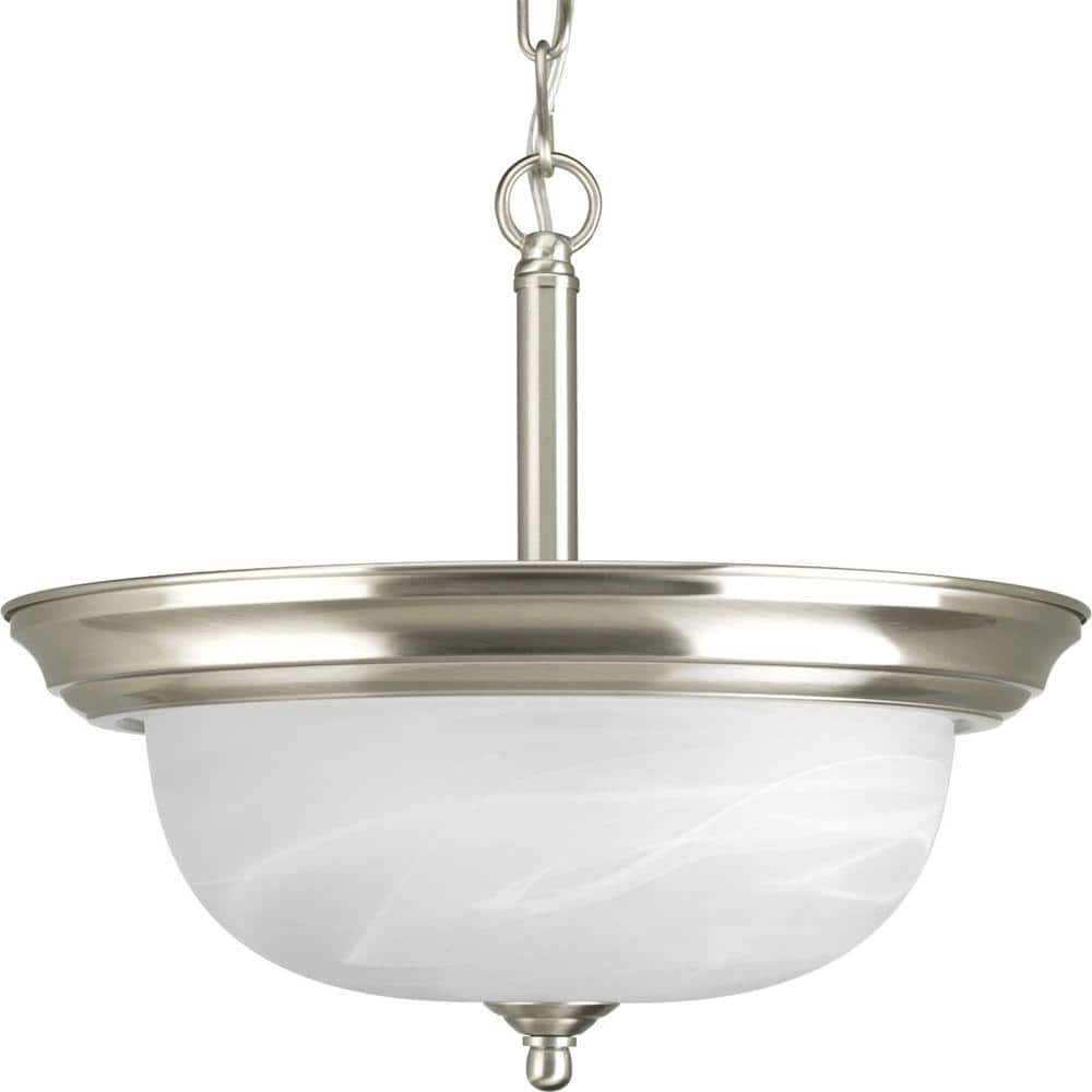 2-Light Brushed Nickel Semi-Flush Mount