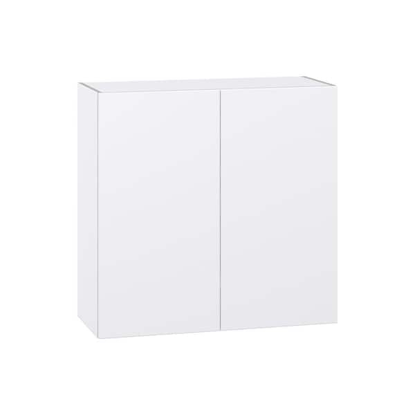 J COLLECTION Fairhope Bright White Slab Assembled Wall Kitchen Cabinet with Full Height Door (36 in. W x 35 in. H x 14 in. D)