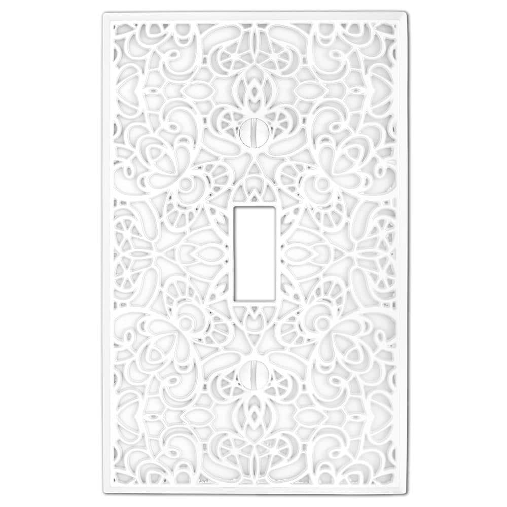 White Cast Metal Single Toggle Decorative Wall Plate