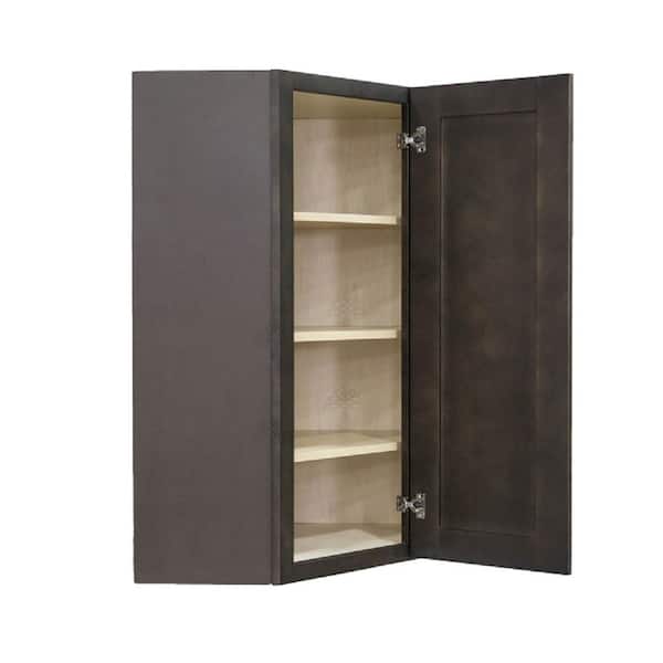 LIFEART CABINETRY Lancaster Shaker Assembled 24 in. x 36 in. x 15 in. Wall Diagonal Corner Cabinet with 1 Door in Vintage Charcoal
