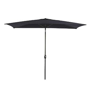6.5 ft. x 10 ft. Patio Outdoor Aluminium Tilt Beach Umbrella in Navy Blue without Stand