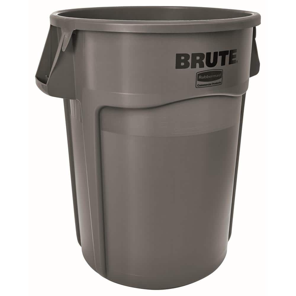 Rubbermaid Brute Trash Can Plus Dolly Combo Pack Waste Container Gray 32 Gallon