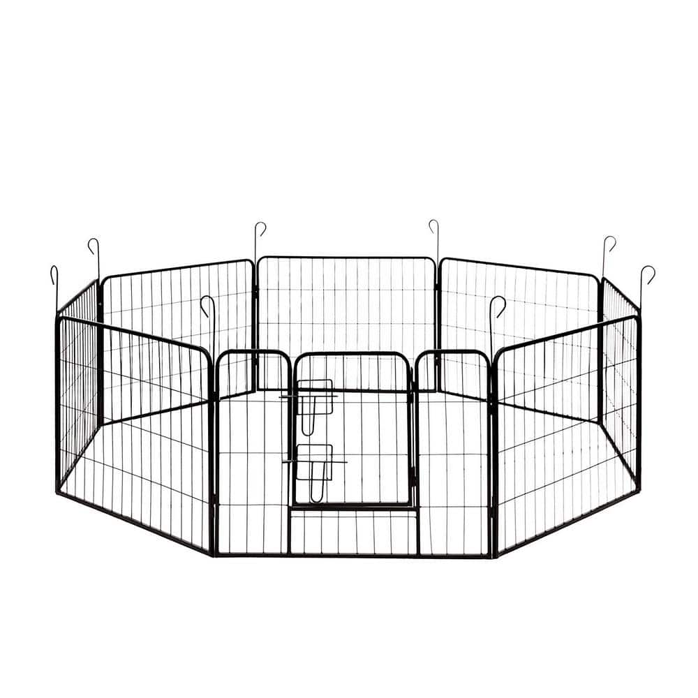 Heavy-Duty Black Metal Pet Playpen with Door