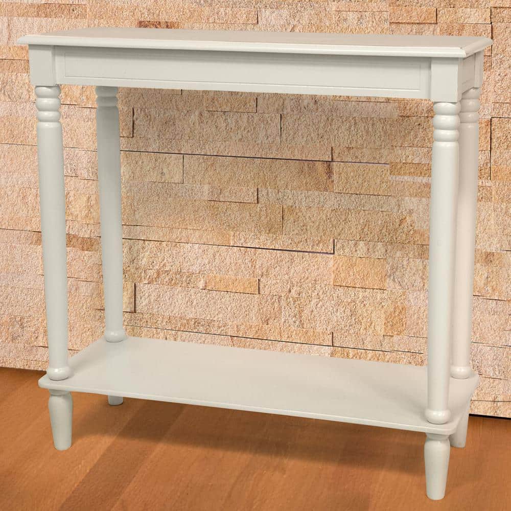 White Wood Console Table with Storage Shelf