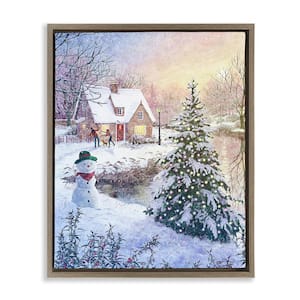 Kids Playing in Snow by Pip Wilson 1 Piece Floater Frame Graphic Print Nature Poster Art Print 21 in. x 17 in.