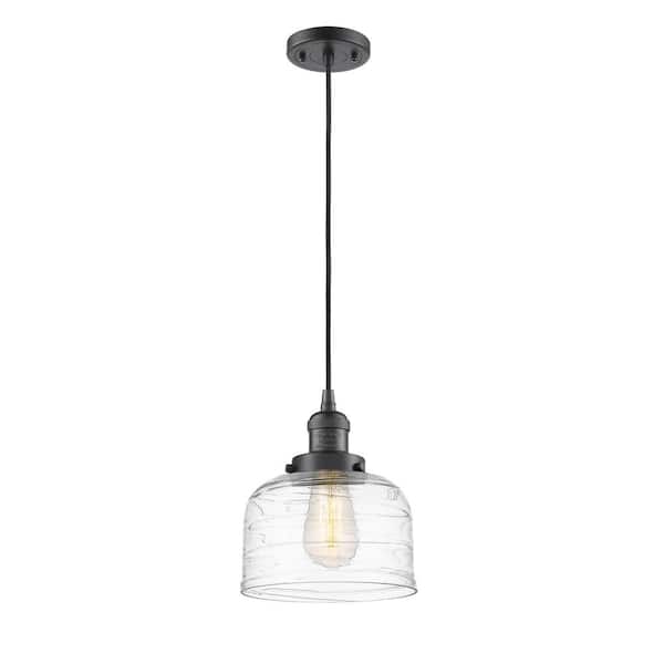 Innovations Bell 100-Watt 1-Light Oil Rubbed Bronze Shaded Mini Pendant Light with Clear Glass Shade