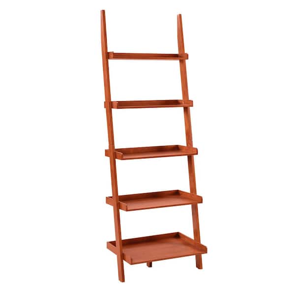 Convenience Concepts 72 in. Cherry Wood 5-shelf Ladder Bookcase