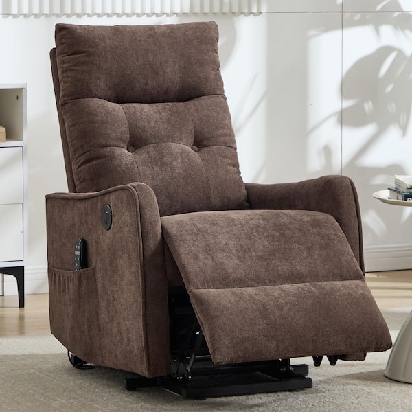 aisword Brown Ergonomic Chenille Power Lift Recliner with Heavy