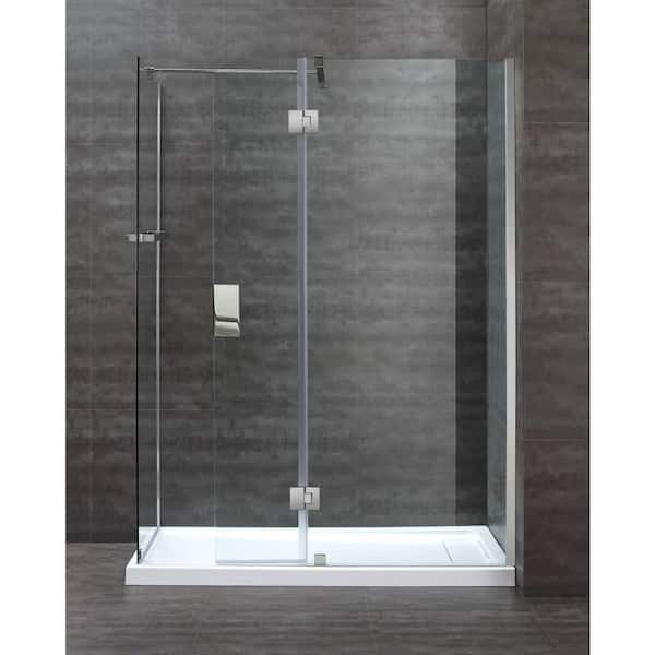 OVE Decors OVE Nevis 60 in. W x 78.75 in. H Frameless Pivot Shower Door in Chrome without Base